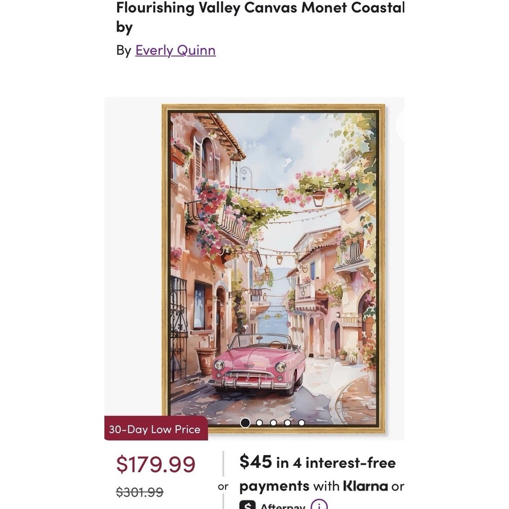 Gold Frame Painting From Wayfair Flourishing Valley Canvas Monet Coastal NEW